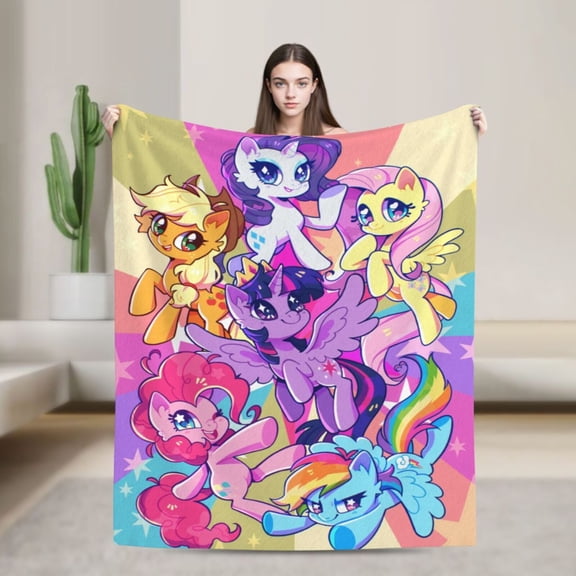 Soft Flannel Fleece Blanket My Little Pony Comfort Plush Throw Home Decor for Bed Sofa 80"x60"