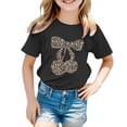 thumbnail image 2 of Girls T Shirts Loose Fit Graphic Print Crew Neck Short Sleeve Breathable Tee for Casual Wear Girls Tops Black 3 Years-4 Years, 2 of 4