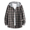 thumbnail image 2 of Tdoqot Mens Long Sleeve Shirts Button Down- Loose Plaid Casual Crew Neck Flannel Shirts for Men with Hoodie Black Size XS, 2 of 8