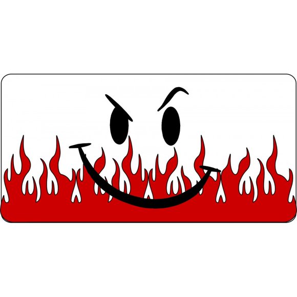 Smirk With Flames Photo License Plate