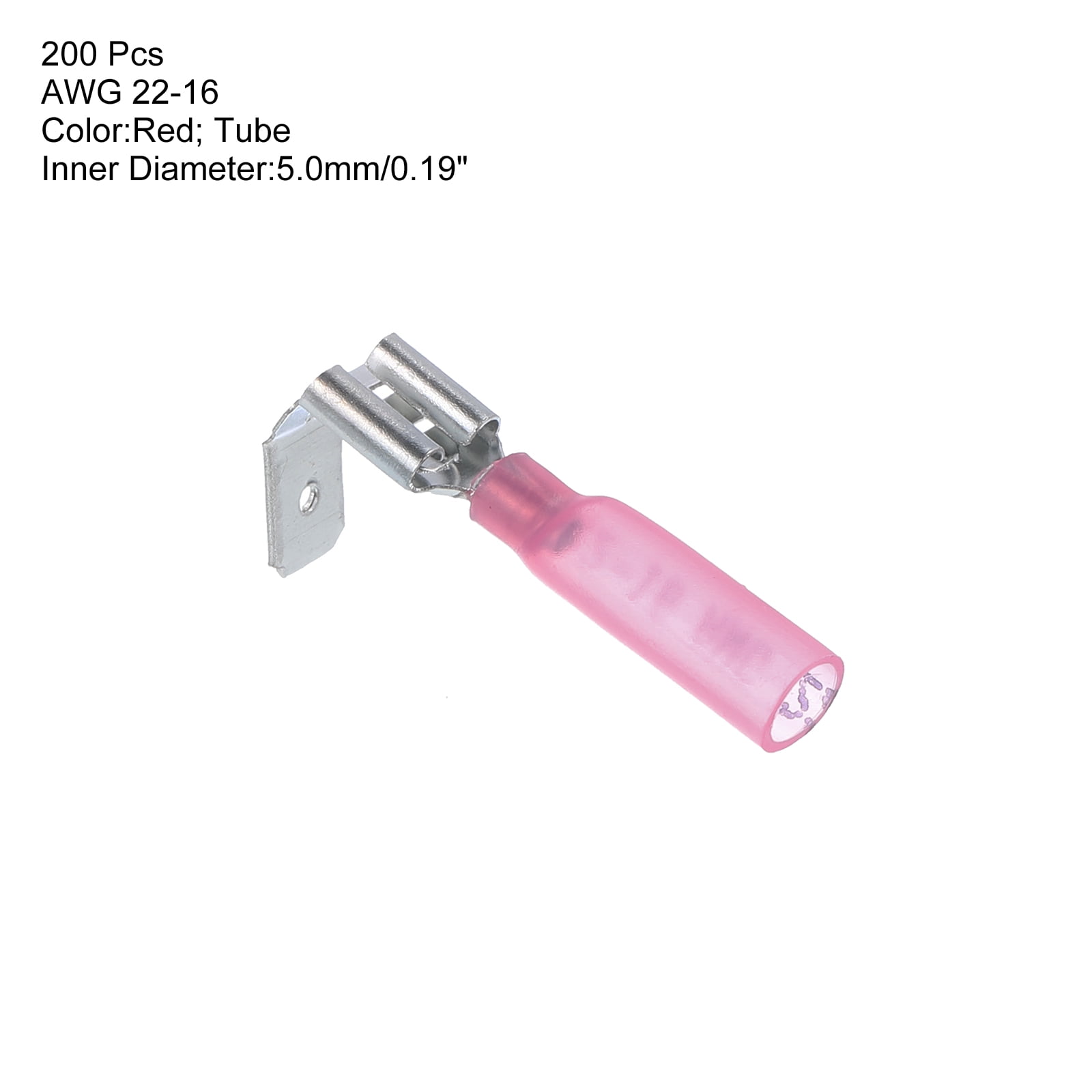 Uxcell 200Pcs Heat Shrink Piggy Back Spade Connectors,Red  22-16 AWG Electrical Quick Disconnect for Automotive