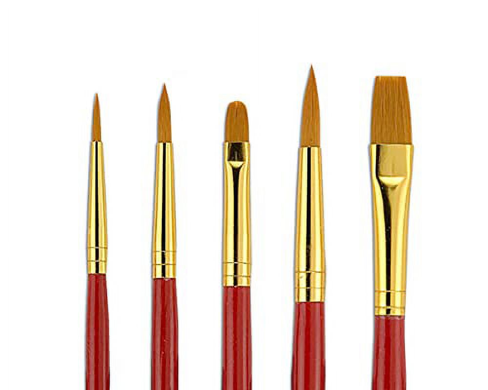 Fundamentals Paint Brush Set Short Handled for Decorative Arts, Watercolor, Acrylic, Oils, Set of 5 Decorative Art Paint Brushes - Set No. 8