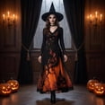 thumbnail image 4 of Witch Gothic Renaissance Dress for Women, Victorian Medieval Cosplay Costume, Vintage Halloween Dress for Cosplay Party, 4 of 7
