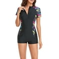 thumbnail image 5 of ASFGIMUJ Women's Bikini Conjoined Short Sleeve Zipper Conservative Swimsuit Surf Suit Women's Swimsuit, 5 of 8