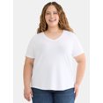 thumbnail image 2 of Terra & Sky Women’s Plus V-Neck Tee with Short-Sleeves, 2-Pack, Sizes 0X-5X, 2 of 6