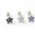 thumbnail image 5 of K-KED Titanium Steel Tragus Bar Helix Upper Ear Crystal Flower 1PC Cartilage Gem -pink rose gold, 5 of 9