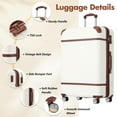 thumbnail image 6 of Oufan Hardshell Luggage Sets 3 Pieces with TSA Lock, Lightweight Luggage Travel Set with Spinner, 24IN+Handbag+Cosmetic Case, White, 6 of 7