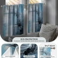 thumbnail image 6 of Blue Black Kitchen Window Tier Curtains and Valance Set, 36 Inch Abstract Art Window Curtains Set with Rod Pocket for Small Windows, Living Room or Bathroom, 6 of 6