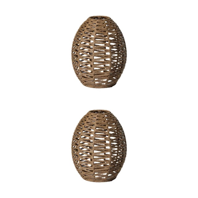 Wosthever Lámpara colgante tejida hecha a mano, pantalla artesanal para restaurante, Bar, comedor, cono caqui Cono caqui 2piezas