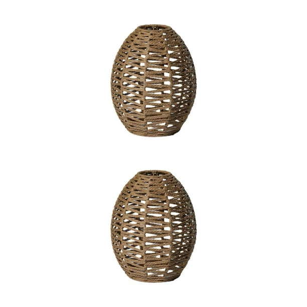 Wosthever Lámpara colgante tejida hecha a mano, pantalla artesanal para restaurante, Bar, comedor, cono caqui Cono caqui 2piezas