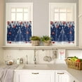 thumbnail image 5 of Christmas Navy Blue Kitchen Curtains and Valances Set, Rod Pocket Curtains Tier Farmhouse Window Curtains 24 Inch Length, Xmas Tree Snowflake Silver Leaves 3 Piece Kitchen Curtains Set, 5 of 6
