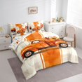thumbnail image 2 of Manfei Watercolor Orange Fall Truck King Bedding for Kids, Autumn Sunflower Plaid King Bed in a Bag, Halloween Reversible, 7 Pieces, 2 of 7