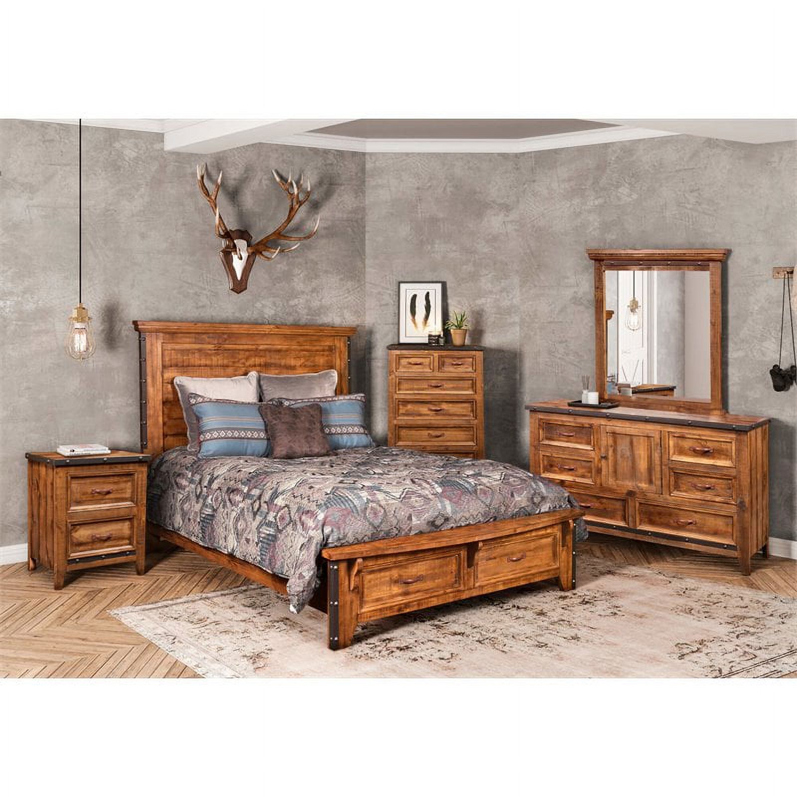 Sunset Trading Rustic City 5-Piece Contemporary Wood Queen Bedroom Set in Oak - image 2 of 7