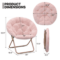 thumbnail image 2 of LiteHaven 2 Pieces Round Folding Faux Fur Saucer Chair for Bedroom Living Room Dorm Foldable Metal Frame Oversized Large Comfy Furry Padded Soft Lounge Lazy Cozy Moon Chair for Adults,Pink, 2 of 7
