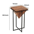 thumbnail image 5 of 26 Inch Pyramid Shape Wooden Side Table With Cross Metal Base Brown and Black - Saltoro Sherpi, 5 of 5