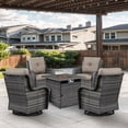 thumbnail image 2 of POCASSY Patio Furniture Set with 30" Propane Fire Pit Table, Patio Swivel Rocking Glider Chairs Set of 4 with Gray Wicker and Square Firepit Table for Garden Balcony Porch - Gray/Gray, 2 of 13