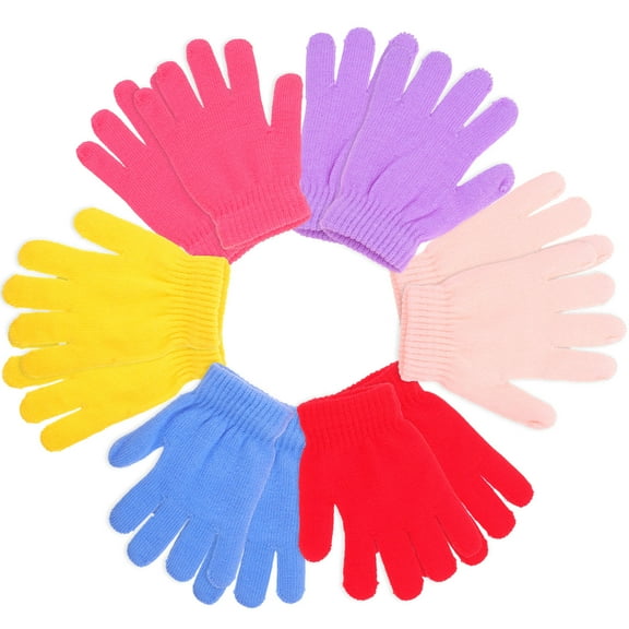 OATIPHO 6 Pairs of Knitted Gloves Assorted Color Acrylic Yarn Non-Skid Warmth Winter Accessories Walking