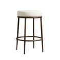 thumbnail image 3 of Morden Fort Hand-Hammered Metal Backless Counter Height Bar Stools Set of 2, Upholstered Cushion Bar Chairs, Compact Stools Set for Kitchen Island, Adjustable Footrests, Bronze, 3 of 10