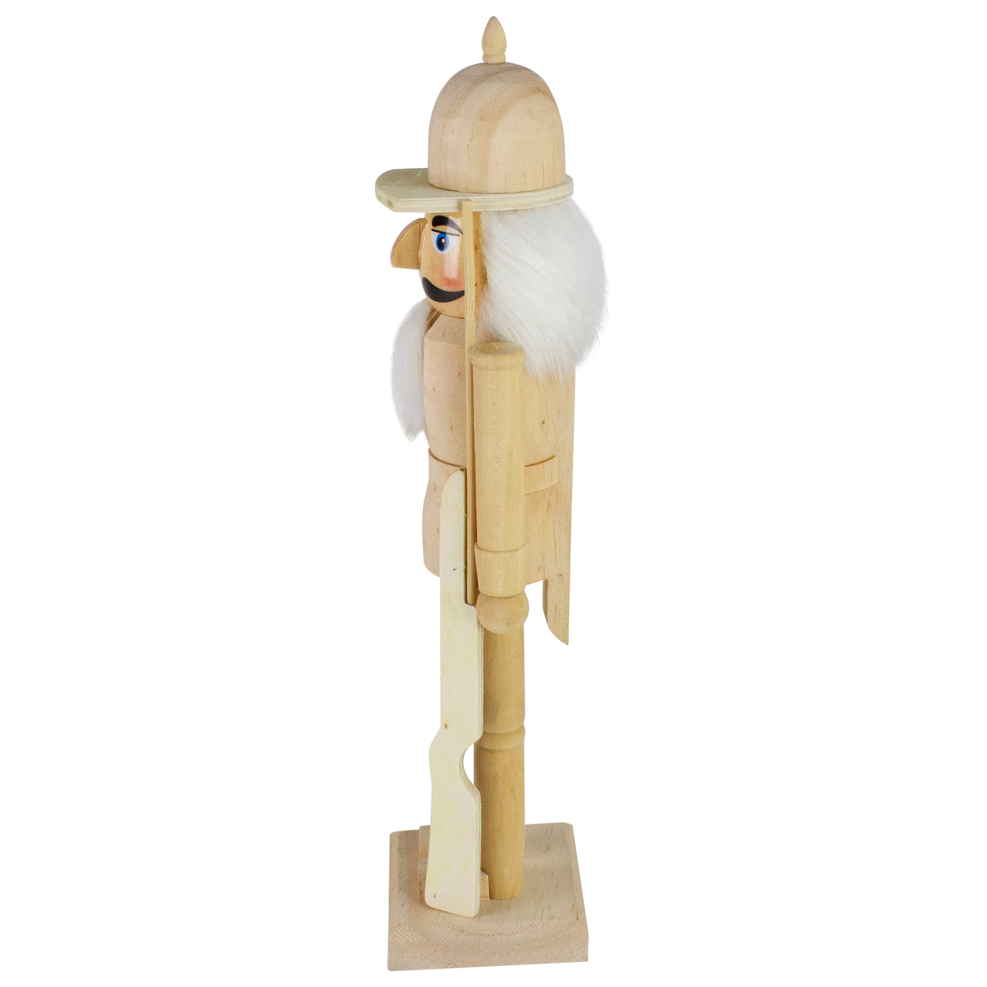 Northlight 15" Unfinished Paintable Wooden Christmas Nutcracker with Rifle
