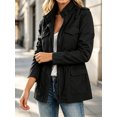 thumbnail image 4 of Long Sleeve Women Spring Fall Solid Color Zipper Coat Stand Collar Casual Military Anorak Jackets with Pocket, 4 of 6