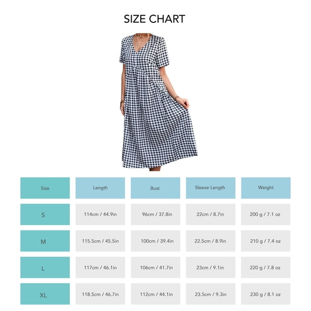 Vestido de manga corta para mujer vestido con estampado a cuadros vestido con volantes cuello en V vestido a cuadros vestido con estampado a cuadros transpirable manga ANGGREK Otros