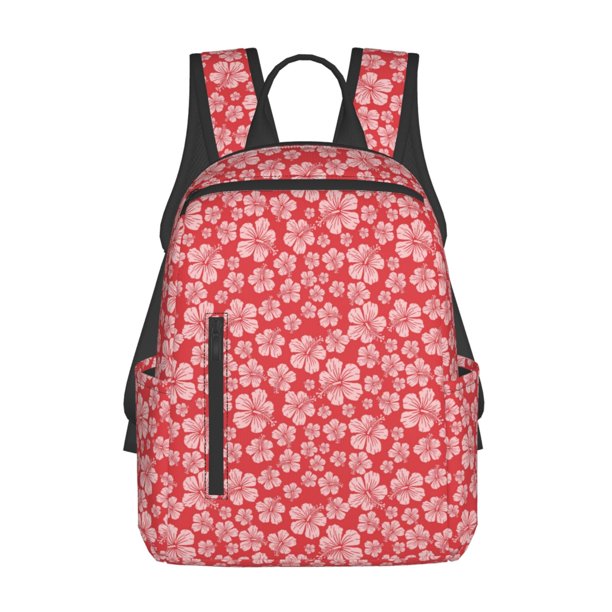 Disketp Red Hibiscus Flower Mochila Ligera e Impermeable, Mochila de Día Resistente para Viajes, Senderismo y Uso Diario para Hombre y Mujer