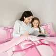 thumbnail image 4 of jejeloiu Initial Letter B Bedding Comforter Set 7pcs,Kawaii Bowknot Queen Bedding Sets,Pink Sequin Print Queen Sheet Sets For Girls,Breathable Bedroom Decoration Reversible, 4 of 8