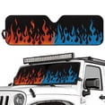 thumbnail image 2 of HUIACONG Blue and Red Flame Sun Shade Windshield for 2007-2023 Wrangler Rubicon Sahara TJ JK JKU 2 & 4 Door-Blocks UV Rays Sun Visor Protector,Car Sun Shade Keep Your Vehicle Cool,Car Window Shade, 2 of 6