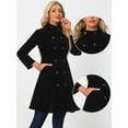 thumbnail image 2 of Unique Bargains Women's Velvet A-Line Stand Collar Double Breasted Trench Coats M Black, 2 of 6