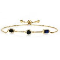 Gem Stone King 1.49 Ct Oval Black Onyx 18K Yellow Gold Plated Silver Bracelet for Women