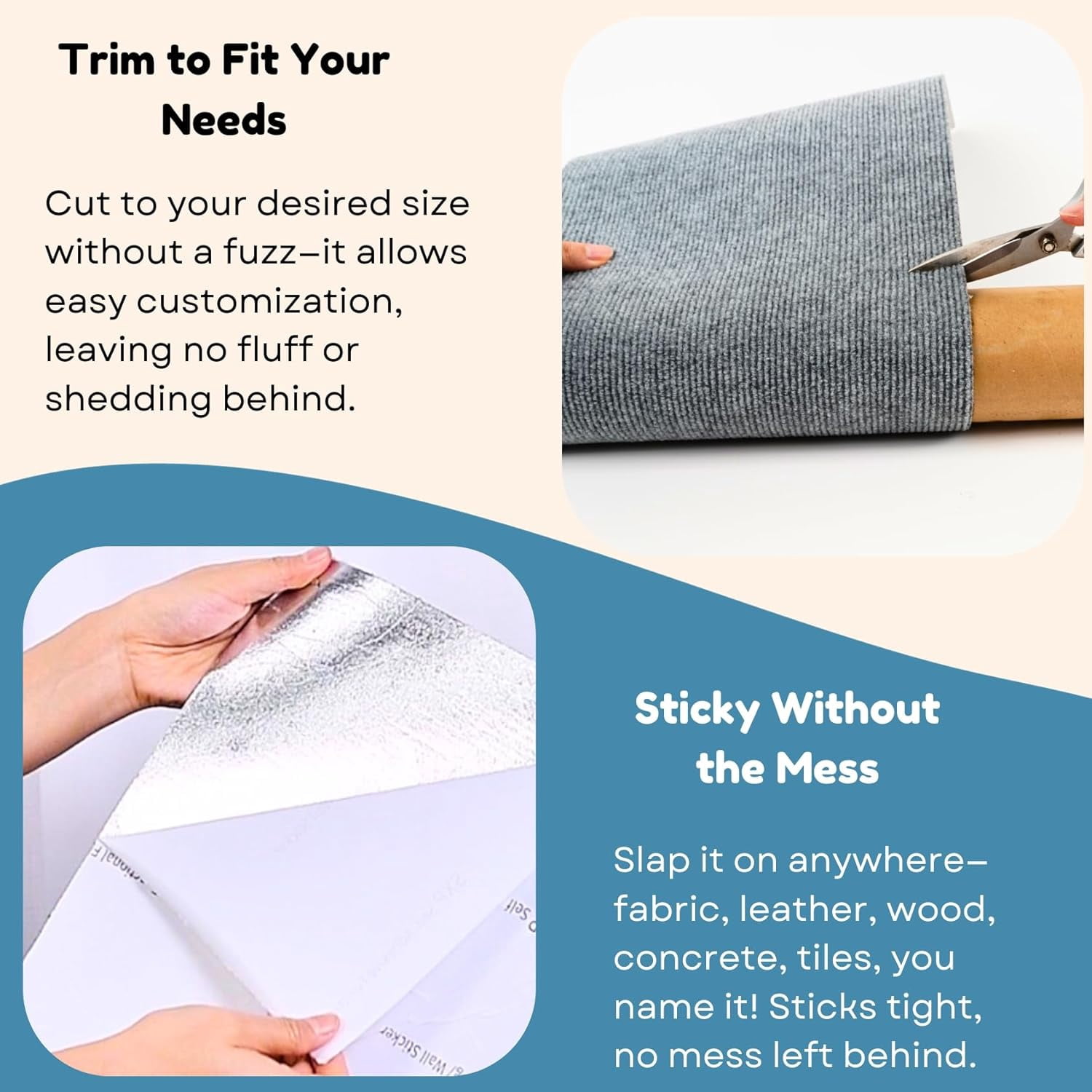 Extra-Large Cat Scratch Mat, Trimmable & Adhesive Cat Scratching Pad, Cat Wall Climbing Scratch Mat Furniture Couch Protection, 78.7"x15.8"