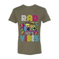 thumbnail image 3 of Rad 90's Vibes Vintage Mens Premium Tri Blend T-Shirt, Military Green, X-Large, 3 of 5