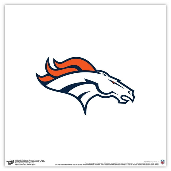 Gallery Pops NFL Denver Broncos - Primary Mark Wall Art, Unframed Version, 12" x 12"