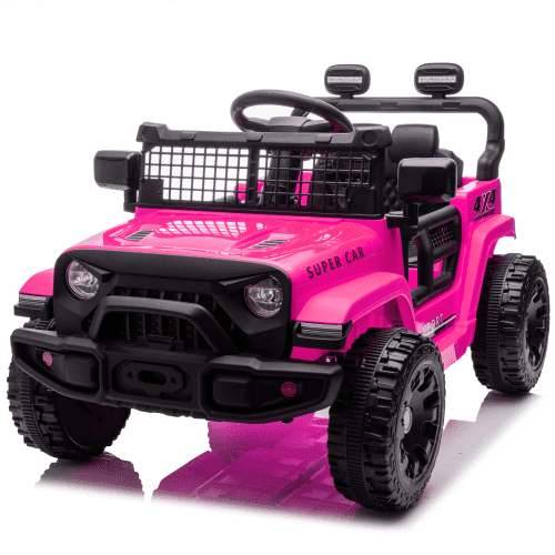 Sunnyfree 24V 2 Seater Kids Ride on Truck with Remote Control, Electric Battery Powered Toys Car w/ 4 Wheels Spring Suspension, LED Lights, Bluetooth Music, Pink