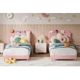 thumbnail image 1 of Tamaño individual marco de cama con almacenamiento cabecero, velvet forrado platform bedframe para para niños' girl cama, strong de madera slats, noise - free, easy to assemble, 1 of 8