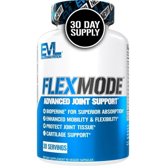 Evlution Nutrition High Absorption Joint Support Supplement - FlexMode Joint Supplement with Advanced Joint Vitamins Including Glucosamine Chondroitin MSM Boswellia and Hyaluronic Acid - 30 Servings