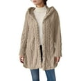 thumbnail image 2 of Gamivast Fleece Jacket Women Hooded Oversized Button up Long Sleeve Winter Coats Warm Fuzzy Cardigan Sweaters Trendy Side Split Outerwear with Pockets Cold Weather Jackets, 2 of 6