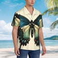 thumbnail image 3 of Sikiie Blue Black Butterfly Art Print Men's Hawaiian Shirt, Summer Beach Button Pocket Short Sleeve T-Shirt,X-Large, 3 of 7