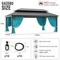 thumbnail image 2 of Pakunoda 16' X 6.5' Gazebo Universal Replacement Privacy 4-Panel Curtains, Waterproof Outdoor Curtains Lake Blue Sidewall with Zipper for Patio Garden Backyard 12' X 20' Gazebo, Curtain Only, 2 of 8