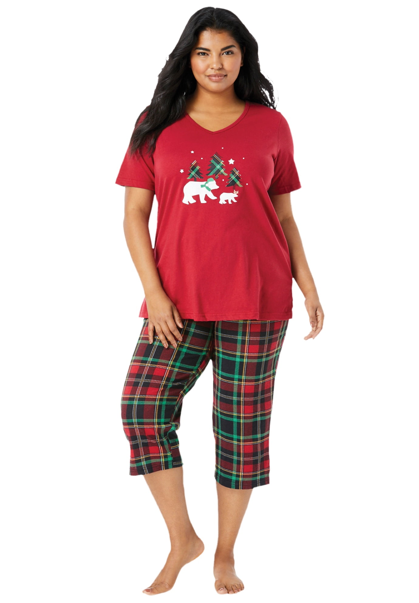 Dreams & Co. - Dreams & Co. Women's Plus Size 2-Piece Capri Pj Set Pajamas - Walmart.com
