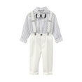 thumbnail image 3 of THDHVS Suits for Boys,Boy Suits Wedding Outfit Dress Shirt with Bowtie Suspender Pants for Formal Occasion White, 3 of 9