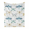 thumbnail image 1 of Dragonfly Soft Flannel Fleece Throw Blanket, Group of Regularly Dragonfly Pattern Short Lives Composition of Bugs, Cozy Plush for Indoor and Outdoor Use, 50" x 60", Orange Blue, by Ambesonne, 1 of 6