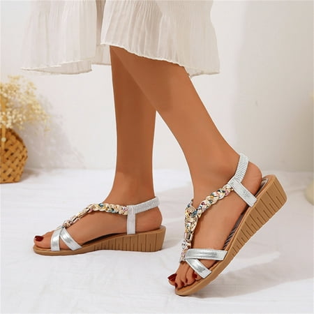 

Vedolay Dressy Sandals Women s Summer Casual Sandals Trendy Roman Shoes with Zipper Red 6.5