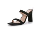thumbnail image 4 of Women Double Strap High Chunky Heeled Slip On Slide Sandals (Double Solid Black, 7), 4 of 6