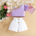 thumbnail image 5 of LYMAYTER 12M-6T Girls One Shoulder Halter Tee Shirt with shorts Pants Set for Baby toddlert 2 Piece Summer Ruffle Casual Outfit, 5 of 9