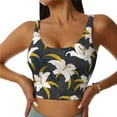 thumbnail image 2 of Picia Lilies Flowers Sports Bra for Women,Padded Strappy Sports Bras Medium Support Yoga Bra with Removable Cups,Running Yoga Bra-X-Large, 2 of 9
