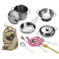 thumbnail image 1 of yingyy 12 Pcs Ensemble de Casseroles et Poêles en Acier Inoxydable pour Enfants Construction, 1 of 4