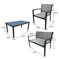 thumbnail image 5 of 4 Pieces Outdoor Dining Set with Rectangle Steel Table&Textilene Chairs for 4-Person, Patio Furniture Set Garden Conversation Sets with Glass Coffee Table for Lawn Backyard Poolside, Grey, 5 of 5