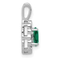 thumbnail image 2 of 14k White Gold 1/10 carat Lab Grown Diamond VS/SI+ G+ and Lab Created Emerald Pendant, 2 of 4