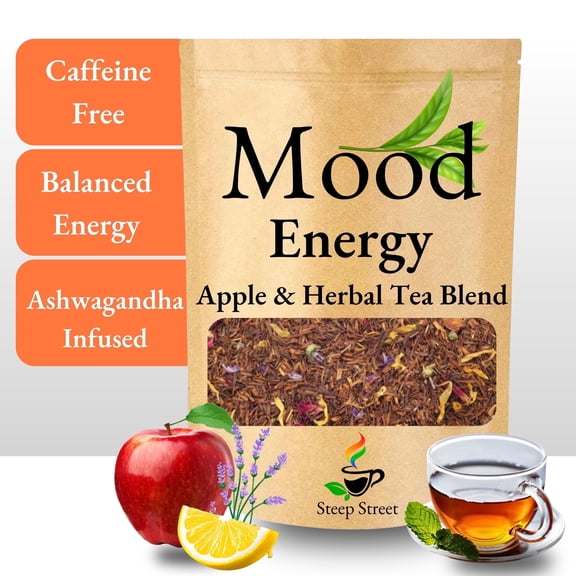 Steep Street Mood Energy Herbal Tea, Caffeine-Free Blend, Loose Leaf, 3 oz